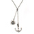 Vintage Inspired 'Anchor & Steer Wheel' Pendant With Silvder Tone Chain Necklace - 36cm L/ 8cm Ext