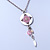 Delicate White, Pink Enamel Medallion Pendant With Antique Silver Chain Necklace - 36cm Length/ 7cm Extension - view 7