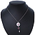 Delicate White, Pink Enamel Medallion Pendant With Antique Silver Chain Necklace - 36cm Length/ 7cm Extension - view 6