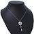 Delicate White, Pink Enamel Medallion Pendant With Antique Silver Chain Necklace - 36cm Length/ 7cm Extension - view 10