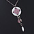 Delicate White, Pink Enamel Medallion Pendant With Antique Silver Chain Necklace - 36cm Length/ 7cm Extension - view 5