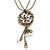 Vintage Inspired Floral Pendant With Beaded Dangles, With 38cm L/ 6cm Ext Double Chain In Antique Gold Tone - view 2