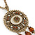 Victorian Style Crystal, Filigree Medallion Pendant With Chunky Gold Tone Chain - 40cm L/ 5cm Ext - view 3