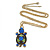 Light Green, Sapphire, Dark Blue Swarovski Crystal Turtle Pendant With Long Gold Tone Chain - 70cm Length/ 5cm Extension - view 5