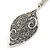 Vintage Inspired Antique Silver Filigree Leaf Pendant with Silver Tone Chain - 86cm L - view 4