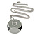 Grey Enamel Medallion Pendant with Silver Tone Chain - 74cm L - view 2
