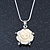 Cream Acrylic Rose Pendant With Silver Tone Snake Chain - 40cm Length/ 5cm Extension