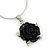 Black Acrylic Rose Pendant With Silver Tone Snake Chain - 40cm Length/ 5cm Extension - view 2