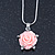 Pink Acrylic Rose Pendant With Silver Tone Snake Chain - 40cm Length/ 5cm Extension - view 10