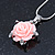 Pink Acrylic Rose Pendant With Silver Tone Snake Chain - 40cm Length/ 5cm Extension - view 7