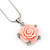 Pink Acrylic Rose Pendant With Silver Tone Snake Chain - 40cm Length/ 5cm Extension - view 11