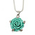 Mint Green Acrylic Rose Pendant With Silver Tone Snake Chain - 40cm Length/ 5cm Extension