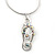 Small AB Crystal Slipper Pendant With Silver Tone Snake Chain - 40cm Length/ 4cm Extension - view 12
