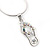 Small AB Crystal Slipper Pendant With Silver Tone Snake Chain - 40cm Length/ 4cm Extension - view 3