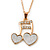 Crystal, Glittering Musical Note/ Double Heart Pendant With Gold Tone Chain - 42cm Length