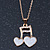 Crystal, Glittering Musical Note/ Double Heart Pendant With Gold Tone Chain - 42cm Length - view 7