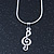 Small Crystal Treble Clef Pendant With Silver Tone Snake Chain - 40cm Length/ 4cm Extension - view 6