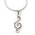 Small Crystal Treble Clef Pendant With Silver Tone Snake Chain - 40cm Length/ 4cm Extension - view 2