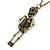Crystal Skeleton Pendant With Long Bronze Tone Chain - 80cm Length - view 2