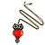 Vintage Inspired Black, Red Owl Pendant With Long Bronze Tone Chain - 80cm Length - view 2