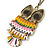 Oversized Multicoloured Enamel Owl Pendant with Long Burnt Gold Chain - 74cm L - view 4