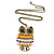 Oversized Multicoloured Enamel Owl Pendant with Long Burnt Gold Chain - 74cm L - view 3