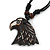Unisex Acrylic Eagle Pendant With Black Waxed Cotton Cord - Adjustable