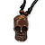 Unisex Acrylic Skull Pendant With Black Waxed Cotton Cord - Adjustable - view 4