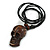Unisex Acrylic Skull Pendant With Black Waxed Cotton Cord - Adjustable - view 3