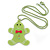 Light Green Acrylic Gingerbread Pendant With Beaded Chain - 44cm L - view 2