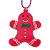 Deep Pink Acrylic Gingerbread Pendant With Magenta Beaded Chain - 44cm L
