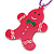 Deep Pink Acrylic Gingerbread Pendant With Magenta Beaded Chain - 44cm L - view 2