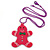 Deep Pink Acrylic Gingerbread Pendant With Magenta Beaded Chain - 44cm L - view 3