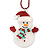 White/ Red Christmas Snowman Acrylic Pendant With Dark Red Beaded Chain - 44cm L