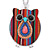 Funky Multicoloured Fabric with Acrylic Bead Owl Pendant, with Long Silver Tone Chain - 80cm L