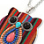 Funky Multicoloured Fabric with Acrylic Bead Owl Pendant, with Long Silver Tone Chain - 80cm L - view 3
