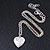 Small Silver Tone Heart with Double Heart Motif Locket Pendant - 40cm L/ 7cm Ext - view 4