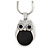 Cute Crystal Owl Pendant with Snake Type Chain In Silver Tone Metal - 42cm L/ 4cm