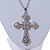 Large Crystal Filigree Cross Pendant with Chunky Long Chain In Silver Tone - 70cm L - view 4