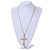 Large Crystal Cross Pendant with Chunky Long Chain In Gold Tone - 66cm L - view 2