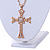 Large Crystal Cross Pendant with Chunky Long Chain In Gold Tone - 66cm L - view 3