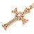 Large Crystal Cross Pendant with Chunky Long Chain In Gold Tone - 66cm L - view 5