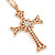 Large Crystal Cross Pendant with Chunky Long Chain In Gold Tone - 66cm L - view 6