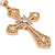 Large Crystal Filigree Cross Pendant with Chunky Long Chain In Gold Tone - 66cm L - view 6