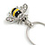 Cute Small Clear Crystal, Yellow/ Black Enamel Bee Pendant with Silver Tone Snake Chain - 40cm L/ 4cm Ext - view 3