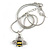 Cute Small Clear Crystal, Yellow/ Black Enamel Bee Pendant with Silver Tone Snake Chain - 40cm L/ 4cm Ext - view 4