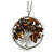 'Tree Of Life' Open Round Pendant Tiger Eye Semiprecious Stones with Silver Tone Chain - 44cm