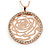 Vintage Inspired Rose Gold Crystal Off Round Rose Motif Pendant with Beaded Chain - 80cm L/ 8cm Ext