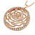 Vintage Inspired Rose Gold Crystal Off Round Rose Motif Pendant with Beaded Chain - 80cm L/ 8cm Ext - view 3