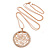 Vintage Inspired Rose Gold Crystal Off Round Rose Motif Pendant with Beaded Chain - 80cm L/ 8cm Ext - view 4
